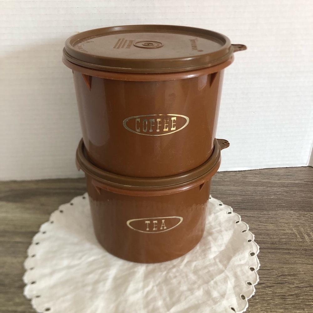 Vtg Tupperware Coffee & Tea Storage Canisters - Stackable Kitchen Containers